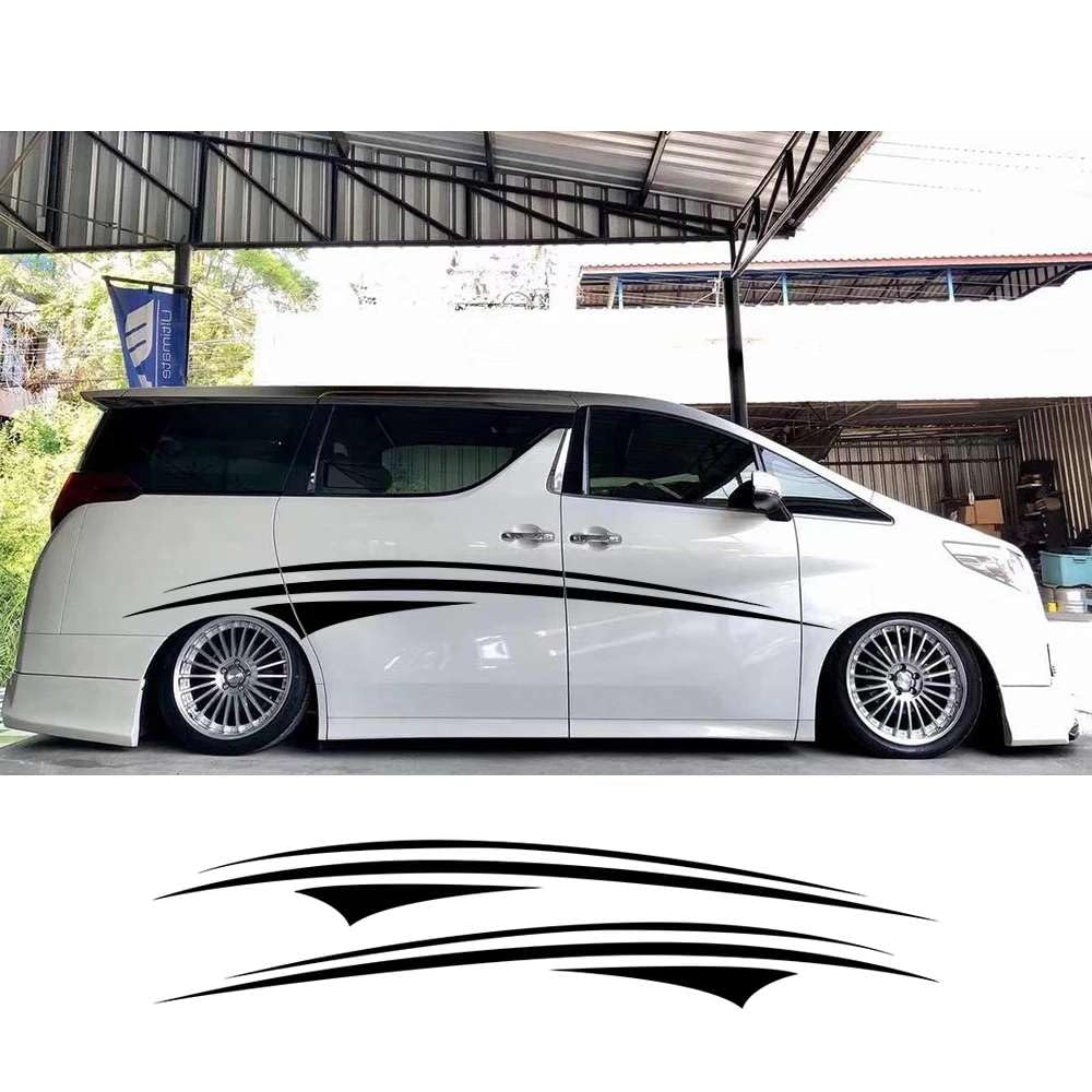 2Pcs Van Door Side Stickers Graphics Stripes Kit Cover Auto Body Decor Camper Car Horsebox Caravan RV Vinyl Decals Accessories