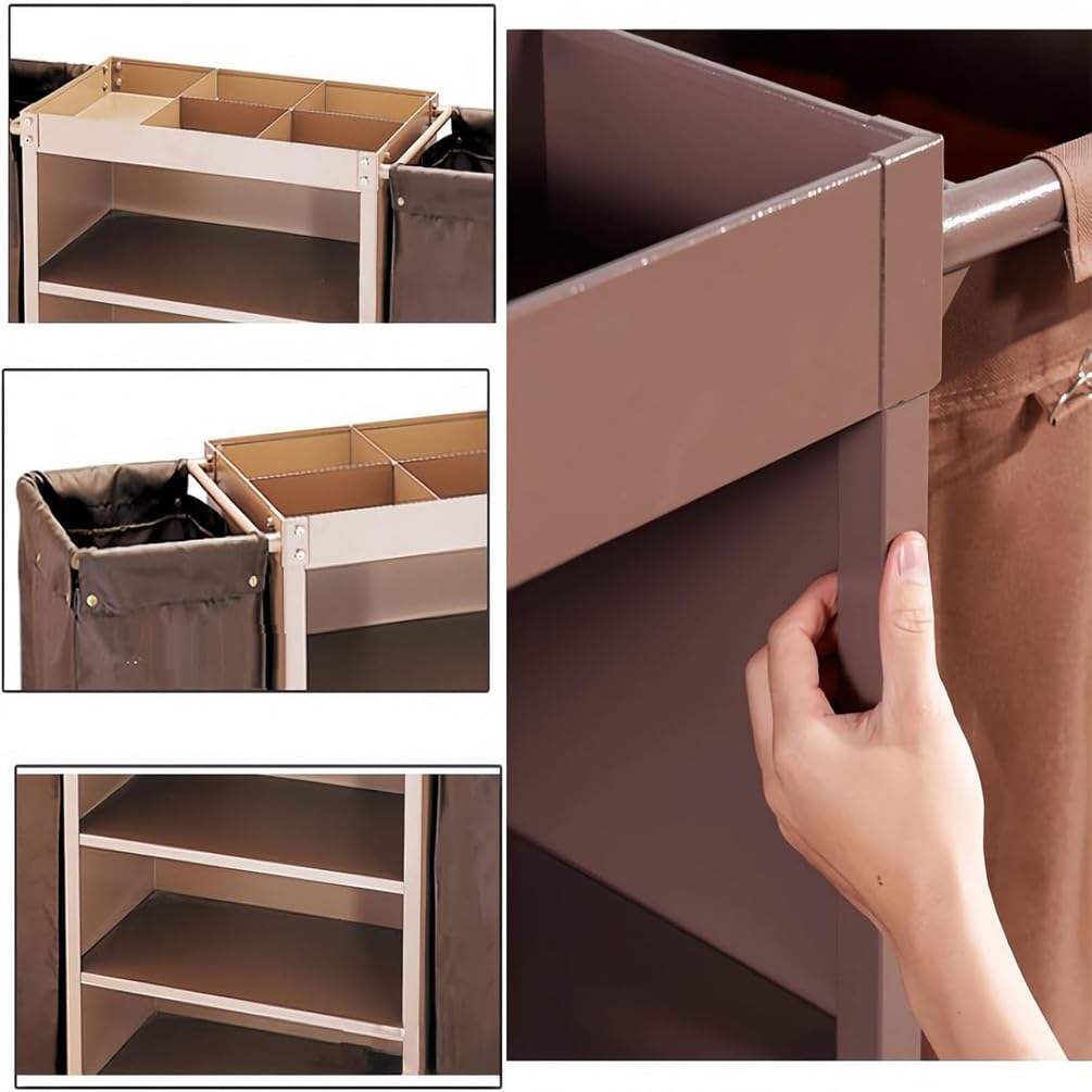 Carrito de hotel para limpieza de limpieza, carrito multifuncional con ruedas y bolsa de almacenamiento para uso comercial, perfecto para transporte de ropa y suministros