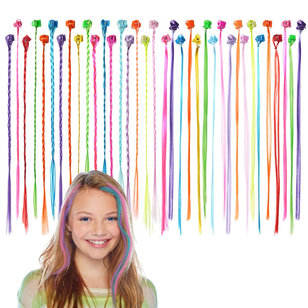 18 Bunte Haarverlängerungen Mit Clip | Schmetterling, Blume & Stern Design | Für Kinder & Mädchen