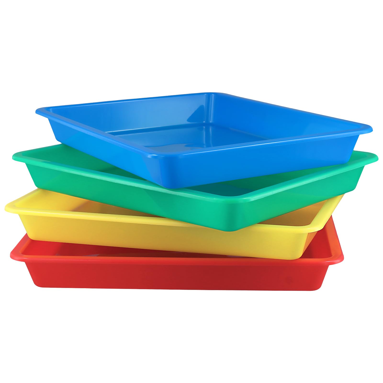 KEILEOHO 20 sztuk tac z tworzywa sztucznego, 28 x 21 x 3 cm, kolorowe miseczki materia?owe, tacka do serwowania, 4 kolory, zestaw misek z tworzywa sztucznego, prostok?tne, wielokolorowe, Ro