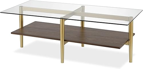 Miniatura 81 de Otto - Mesa de centro redonda de 36 pulgadas de ancho con estante MDF en latón/laca blanca Latón/blanco.,Oro/Nog,Bronce ennegrecido/mármol