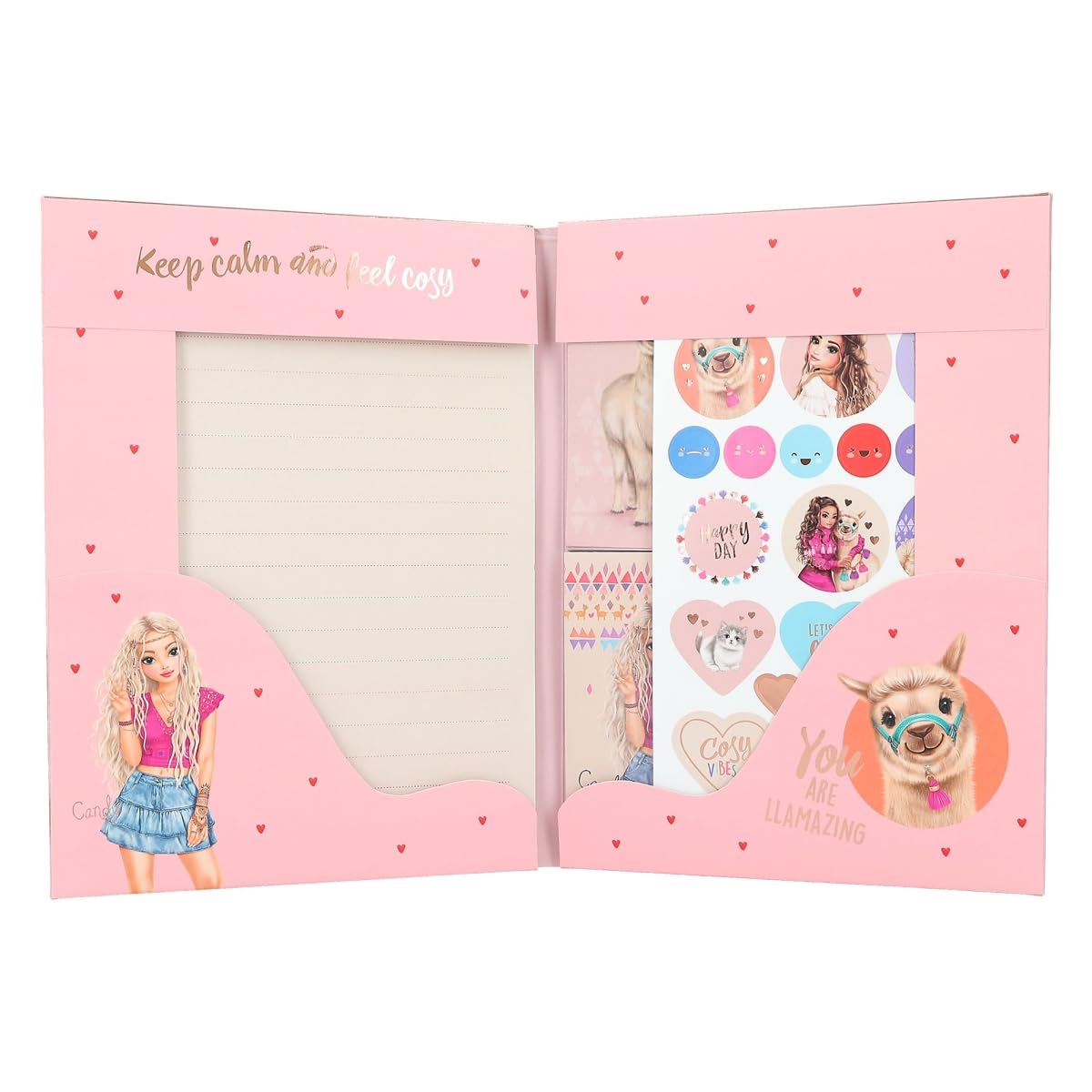 Depesche TOPModel Cosy 12715 Set de papier à lettre, 24 feuilles, enveloppes, autocollants Noir