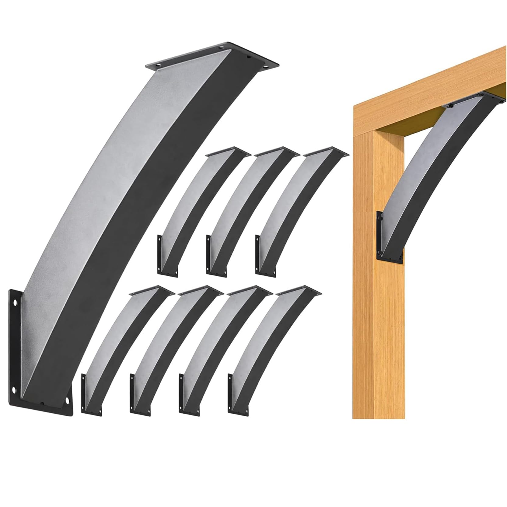 LQSYBHD Angle Corner Braces Inside Joint 45 Degree Angle Support Bracket Roof Riser Brackets for Gazebos Decks Porches Log Cabins And Other Wood Frame Degree Angle Pergola(Size:8pcs)