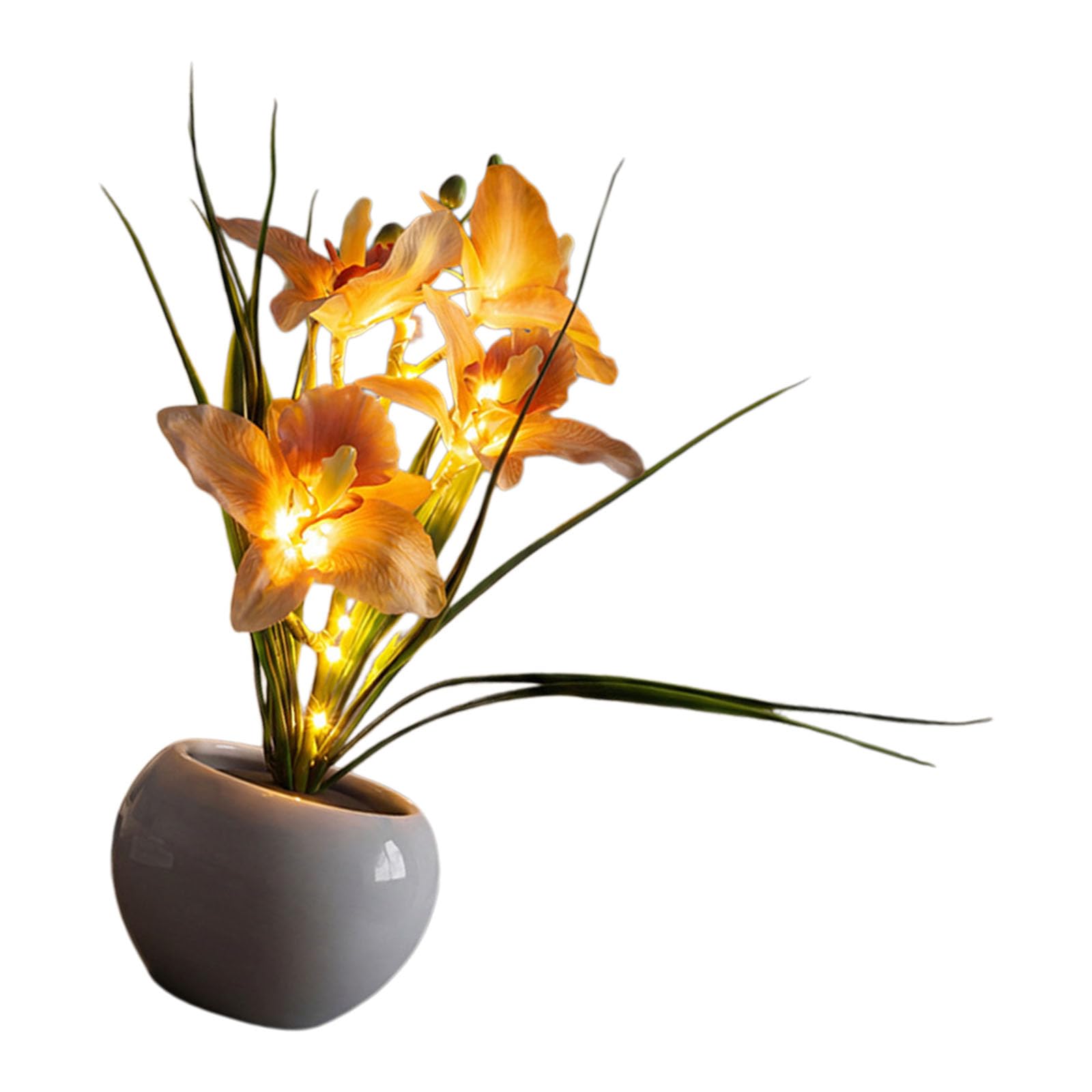 XIOANG Romance Touch Sensitive Phalaenopsis Night Lamp USB Powered Touch Stepless Dimming Light for Home Study Flower with Vase Lamp
