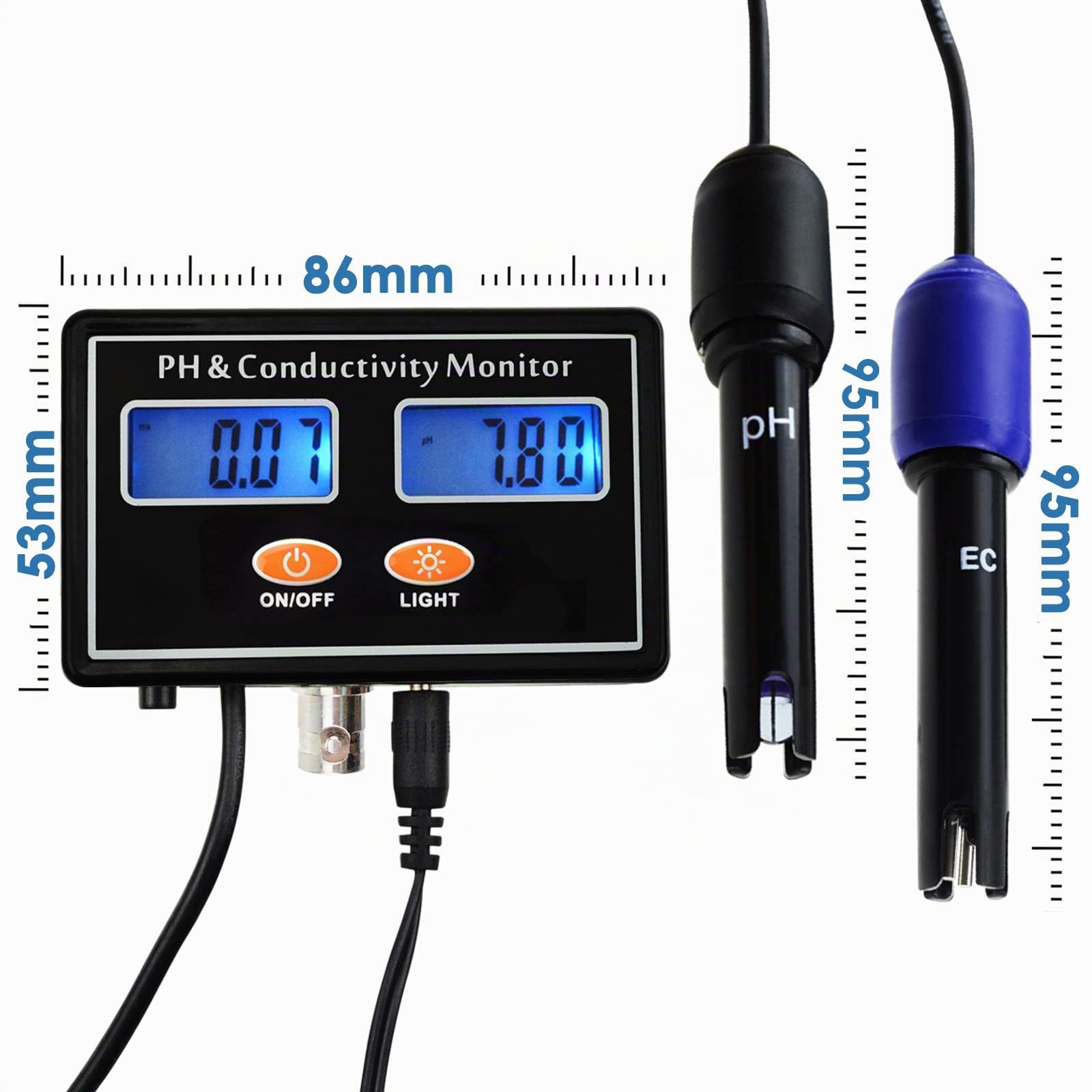 PH EC Leitfähigkeitsmessgerät Meter Tester Hintergrundbeleuchtung Wasserqualität Echtzeit 0,00~14,00 pH / 0~19,99 mS/cm
