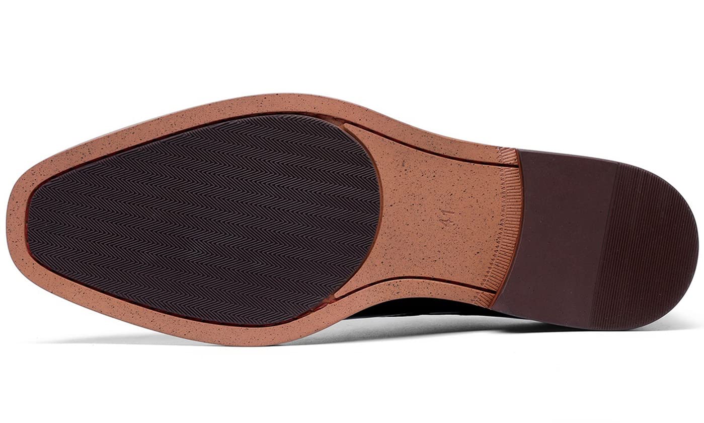 Zapatos de Doble Monje para Hombre, de Cuero, con Correa de Hebilla clásica, sin Cordones, con Punta de ala, Informales, para Boda, Mocasines Black 41 EU