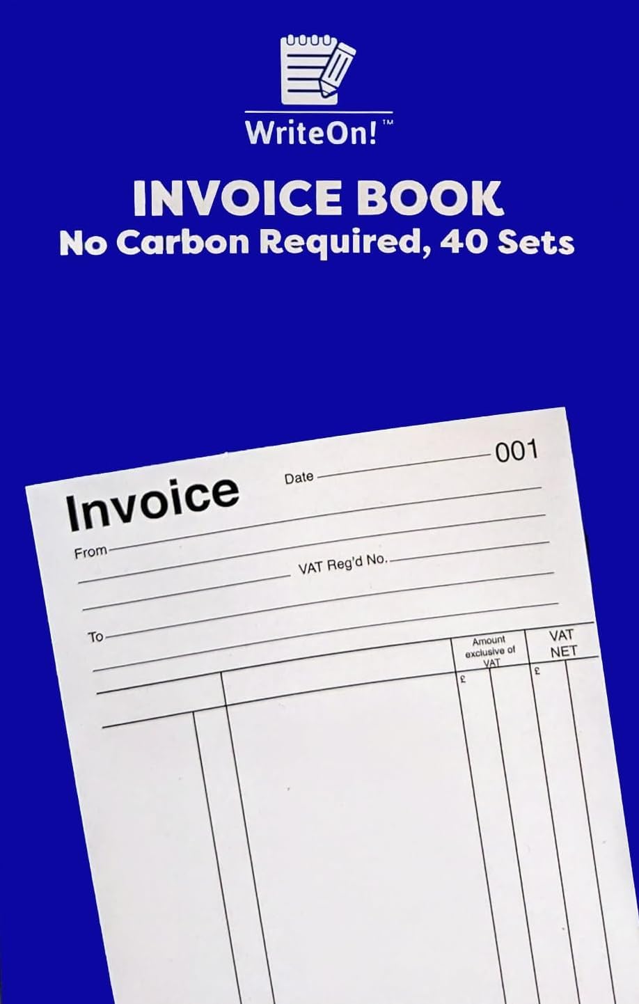 A5 Duplicate Invoice Book - 40 Pages - NCR No Carbon Required - Easy Tear