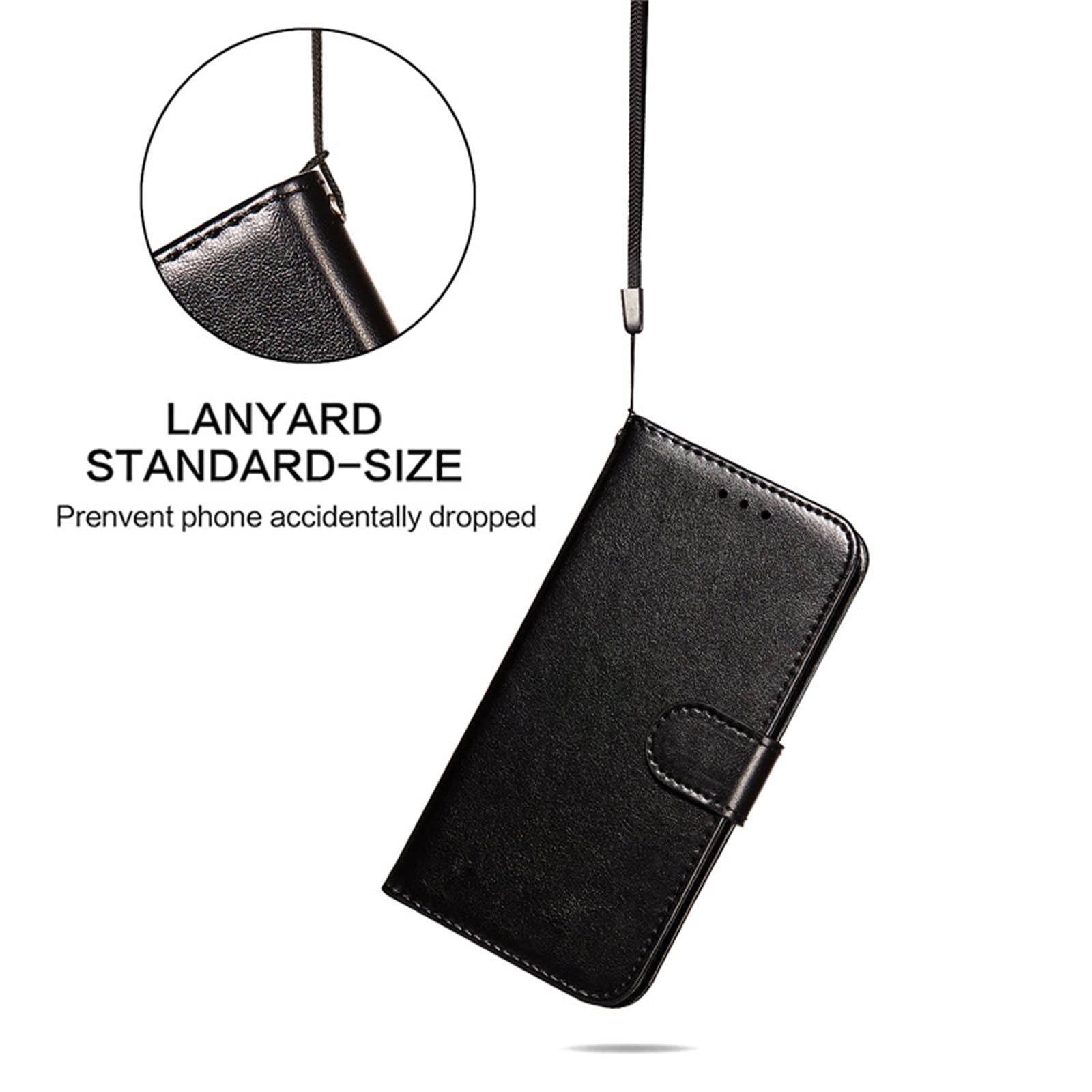 LTL Etui na telefon do iPhone 13 Mini/13/13 Pro/13 Pro Max, skórzane etui z klapką z przegródkami na karty, etui na telefon, magnetyczne zamknięcie, czarne, 13 mini 5,4 cala