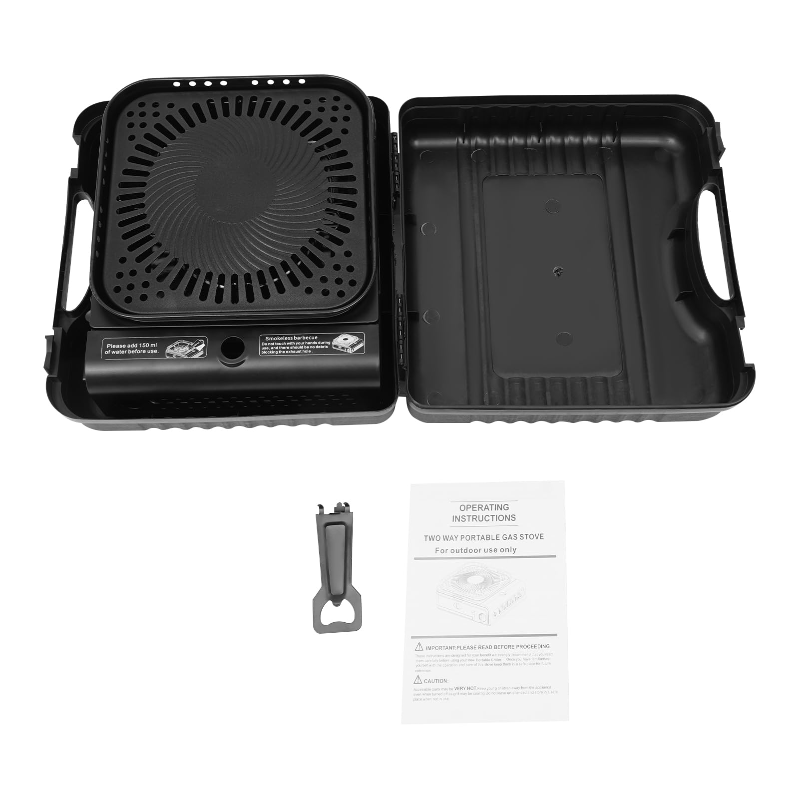 Camping gazowy, kuchenka do wnętrz, przenośny grill, kemping, kuchnia gazowa, grill butan, wymiary 42 x 26 x 11 cm
