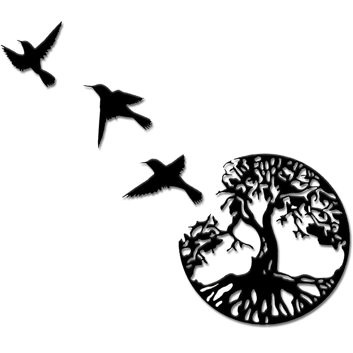 WVHTHVW Wall Decoration for Living Room, Metal Wall Art Tree of Life, Unique Tree of Life and Birds of Peace Metal Wall Decor Home Decor Wall Plaques (black)