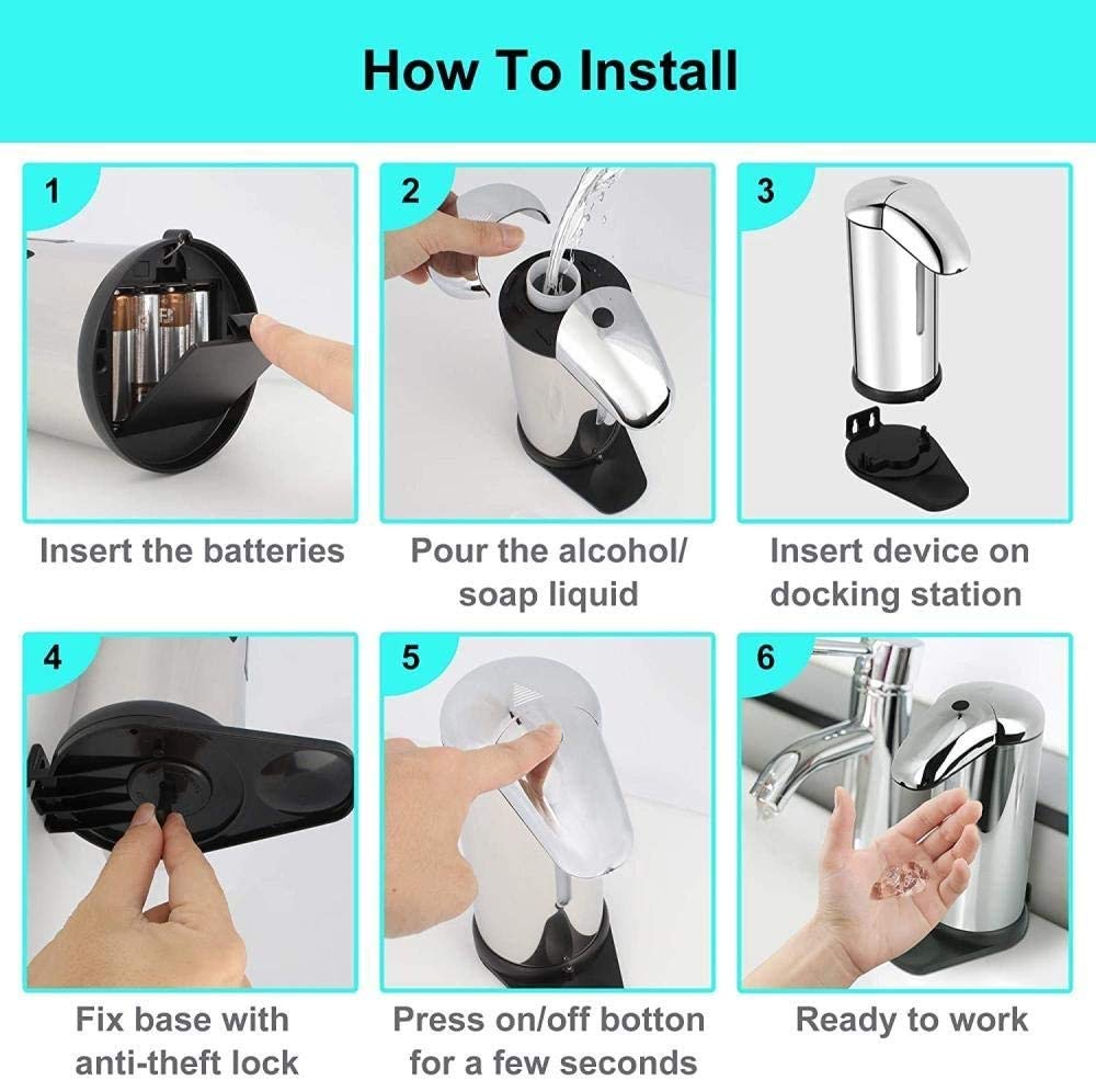 Dispensador automático de jabón con sensor de movimiento infrarrojo, diseño manos libres sin contacto, base impermeable, ideal para baño, cocina, hotel y restaurante