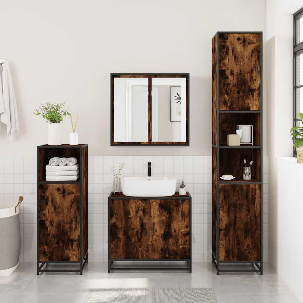 Armario de baño roble ahumado 35x37,5x100cm Madera de ingeniería