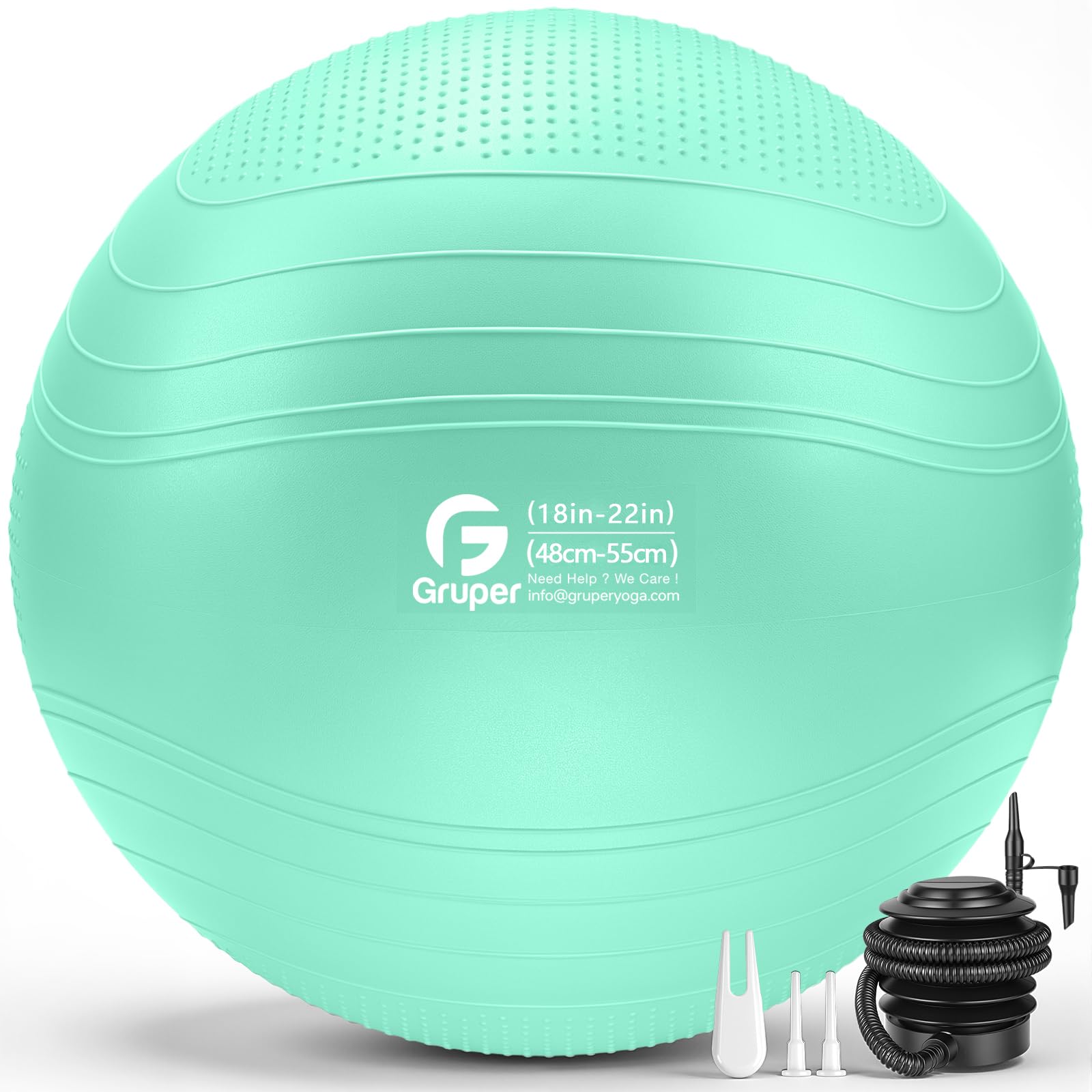 Gruper Yoga Ball, Extra Thick Non Slip Exercise Ball, 4 Sizes