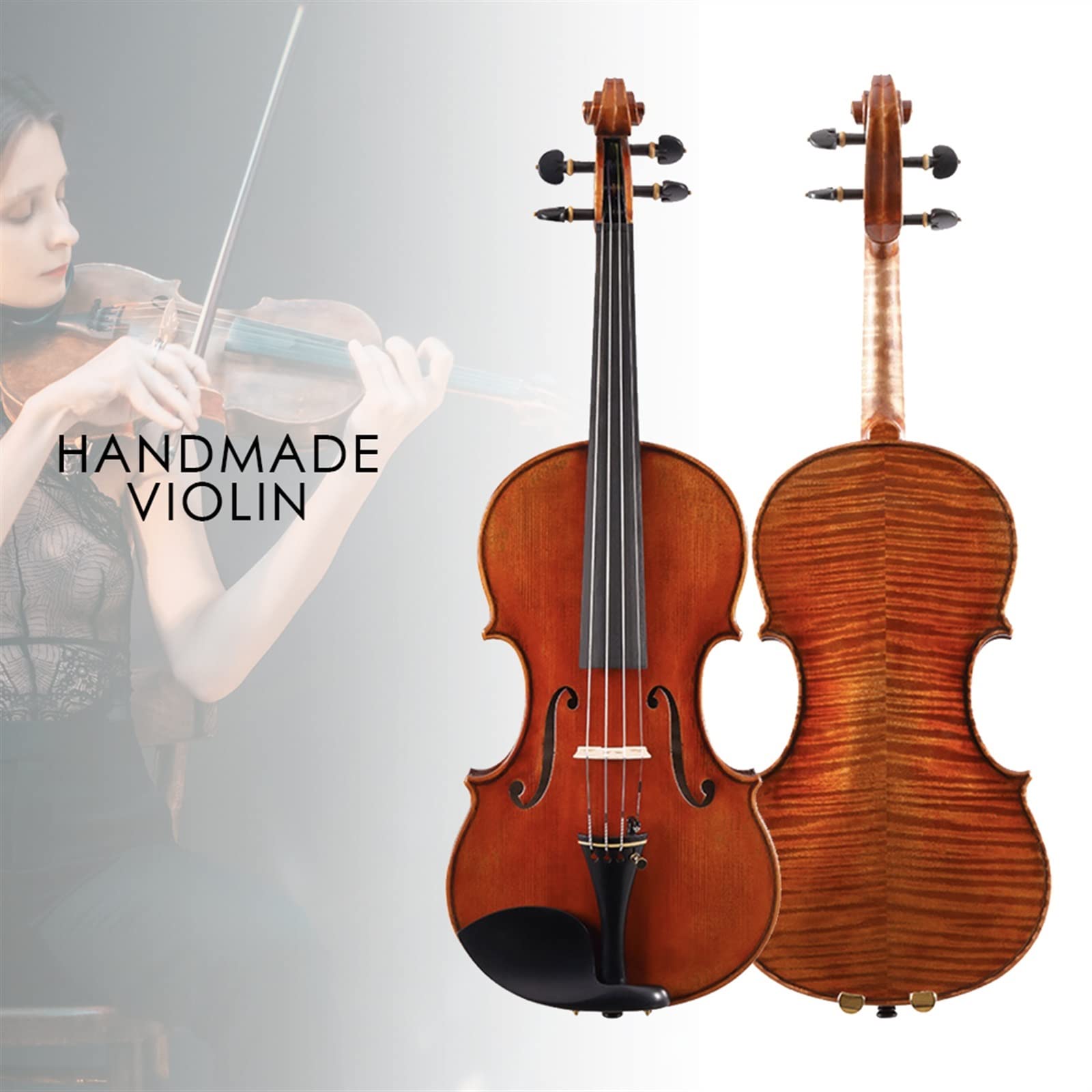 Violon Student Kit di Custodia per Archetto Posteriore con Grandi Fiamme Europee per Violino 4/4 Violino 4/4 Professionale Artigianale Avanzato