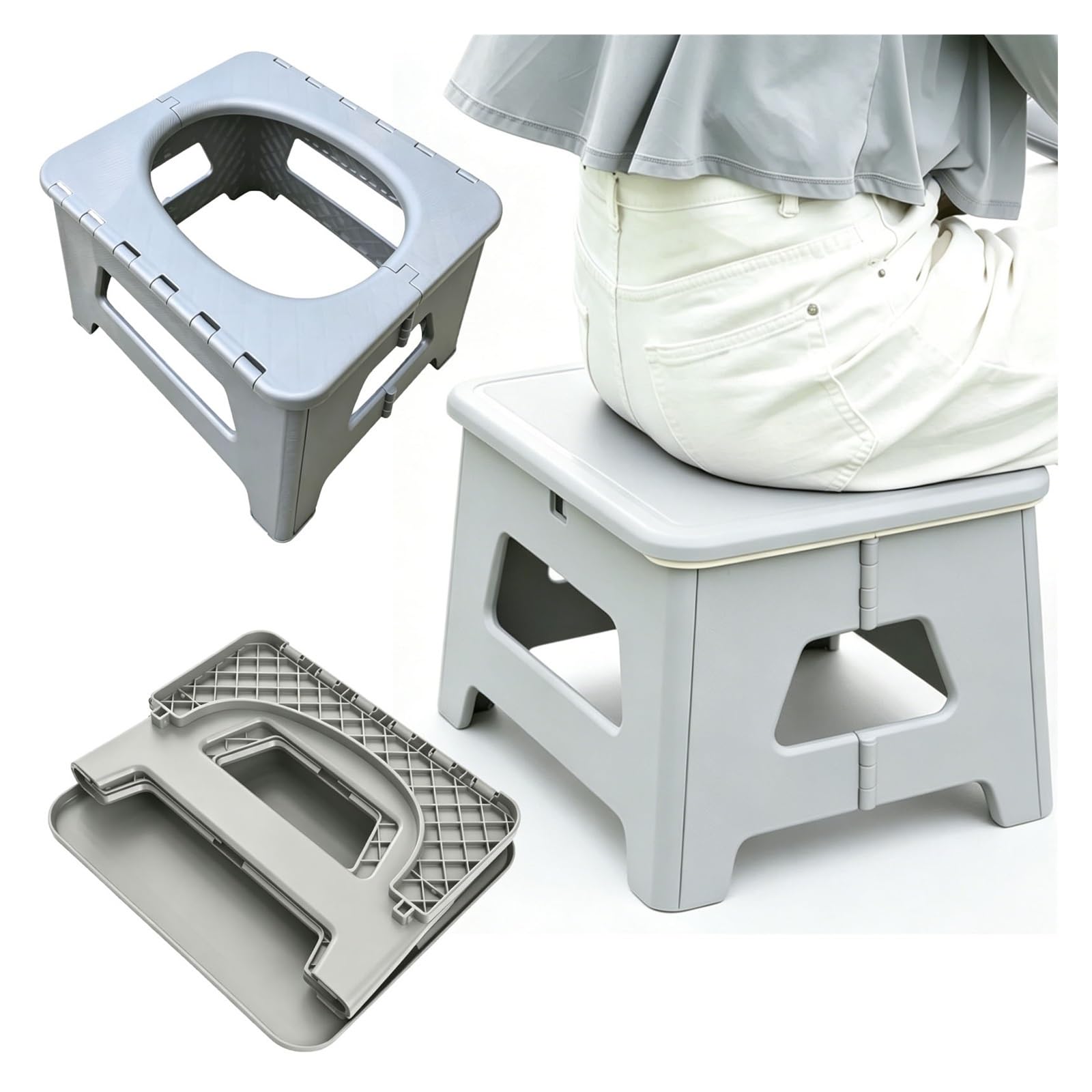 inodoro portatil Inodoro Portátil Plegable Para Adultos Con Bolsa De Transporte. Ideal Para Viajes De Camping, Emergencias Y Actividades Al Aire Libre.(Gray,S)