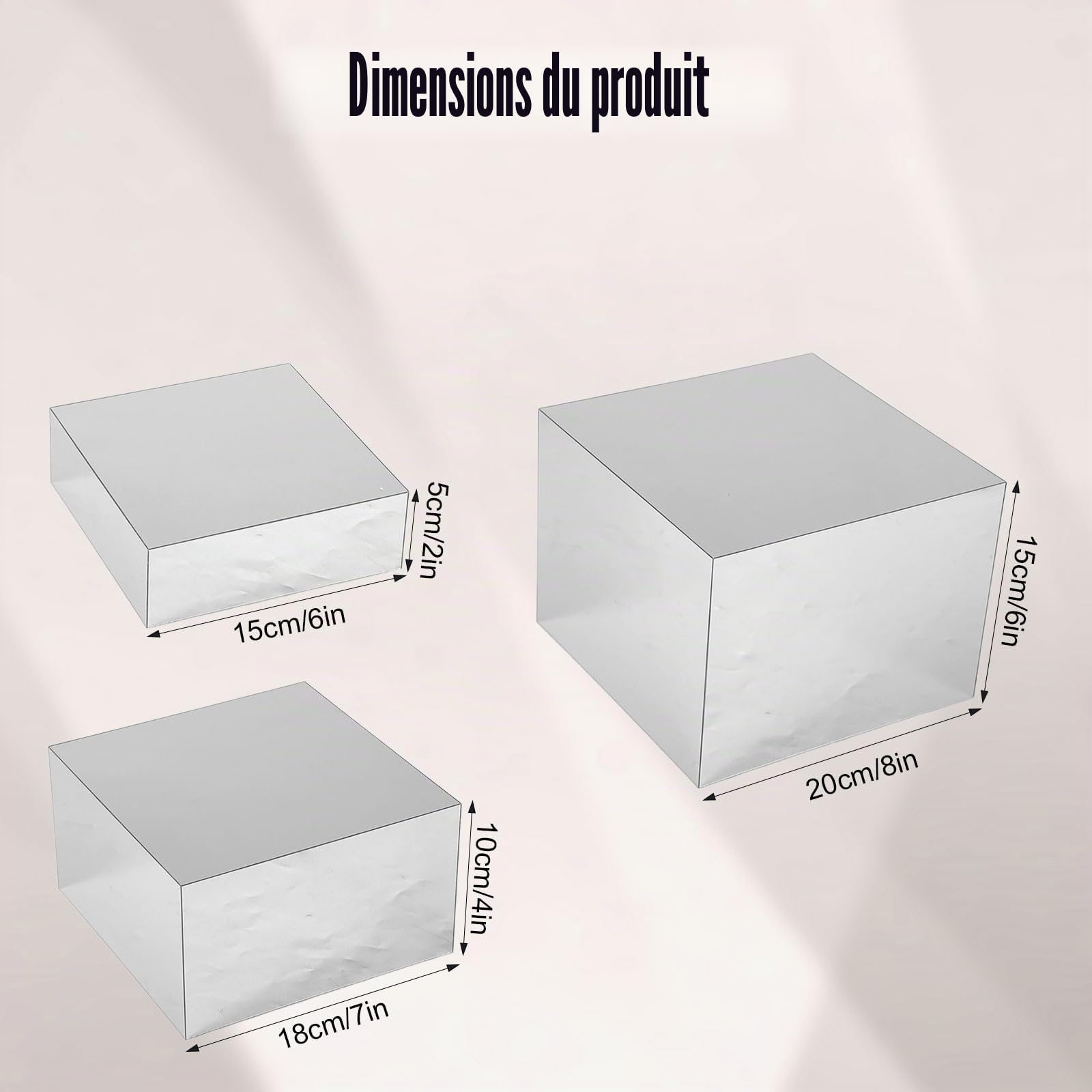 PEUTIER Lot de 3 Supports de Buffet, 15,2x17,7x20,3cm en Acrylique Argenté pour Cupcakes avec Fond Creux pour Présentation de Nourriture pour Table de Buffet Élégants pour Bonbons Desserts Artisanat