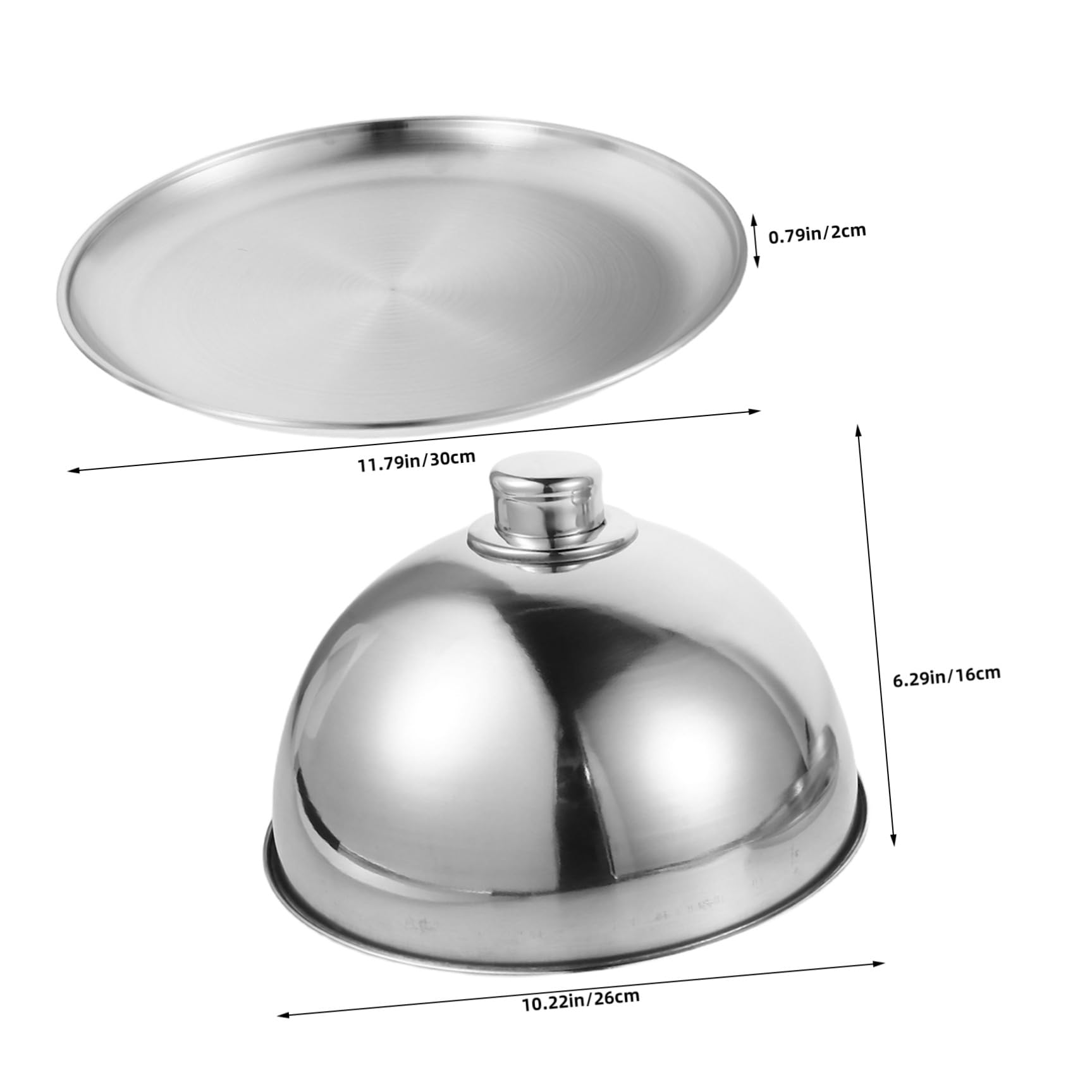 Gadpiparty Cúpula de Acero Inoxidable para Plato Redondo de 30cm, Plata | Tapa Tipo Cúpula para Mesa, Cierre Ajustado y Base Estable, Fácil Limpieza, Uso en Hogares y Restaurantes