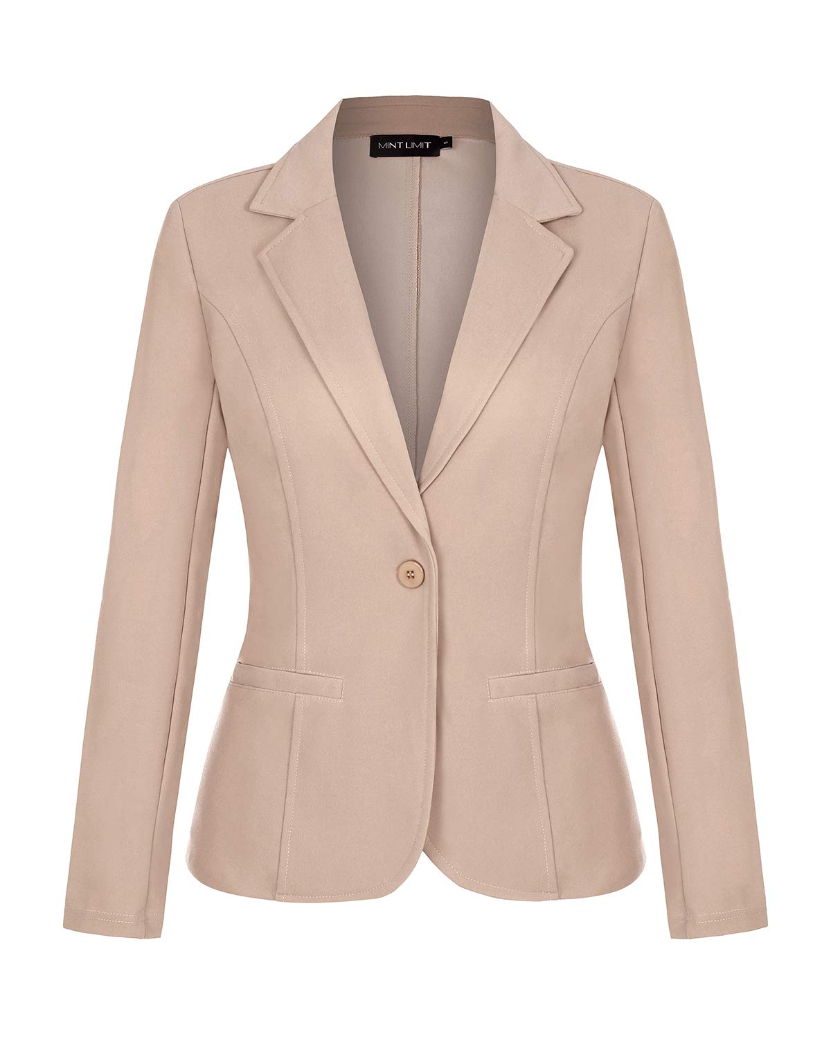MINTLIMIT Women Clothing RS Womens Casual Basic Work Office Cardigan Tuxedo Blazer Jacket Open Front (Khaki,Size L)