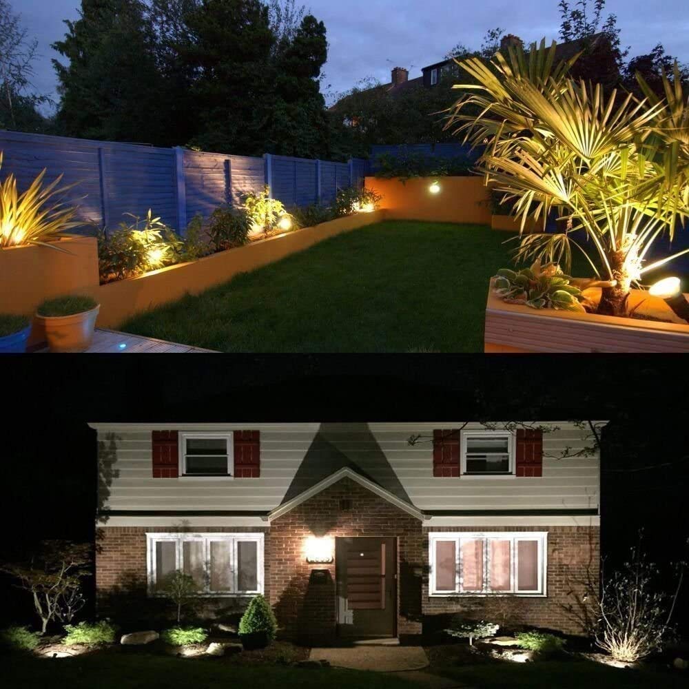 BLOOMWIN 4PCS COB Faretto da Giardino Proiettore LED Spot con Picchetto Esterno IP65 Bianco Caldo 5W 500LM 220V per Esterno Giardino