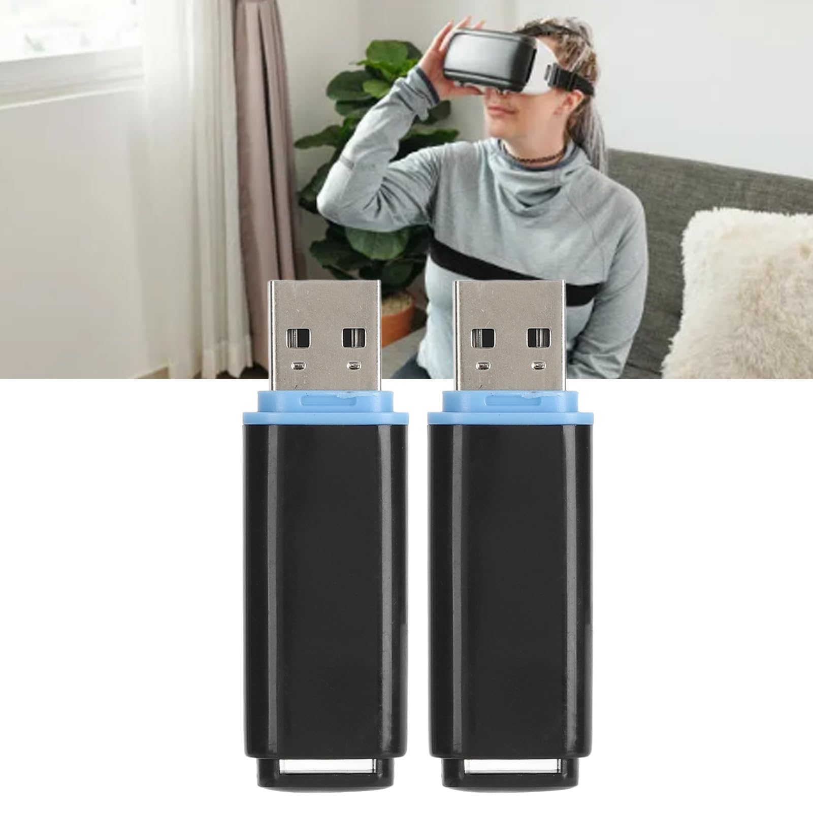 Receptor Dongle USB VR de 2 Uds, Receptor Inalámbrico Plug and Play para Controlador de índice de Válvula, Rastreador Vive (con Cable de Extensión USB) (Black)