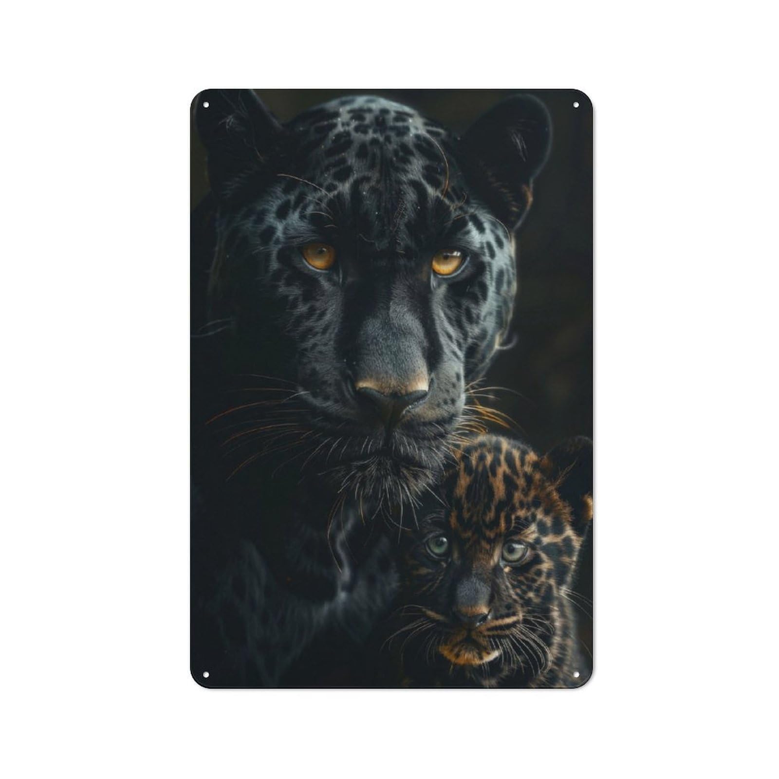 Junmoney Panther Animal Family Decorative Metal Plaque 30X20cm, Garage Style Shed Wall Plaque For Workshop, Basement, Shed Or Games Room