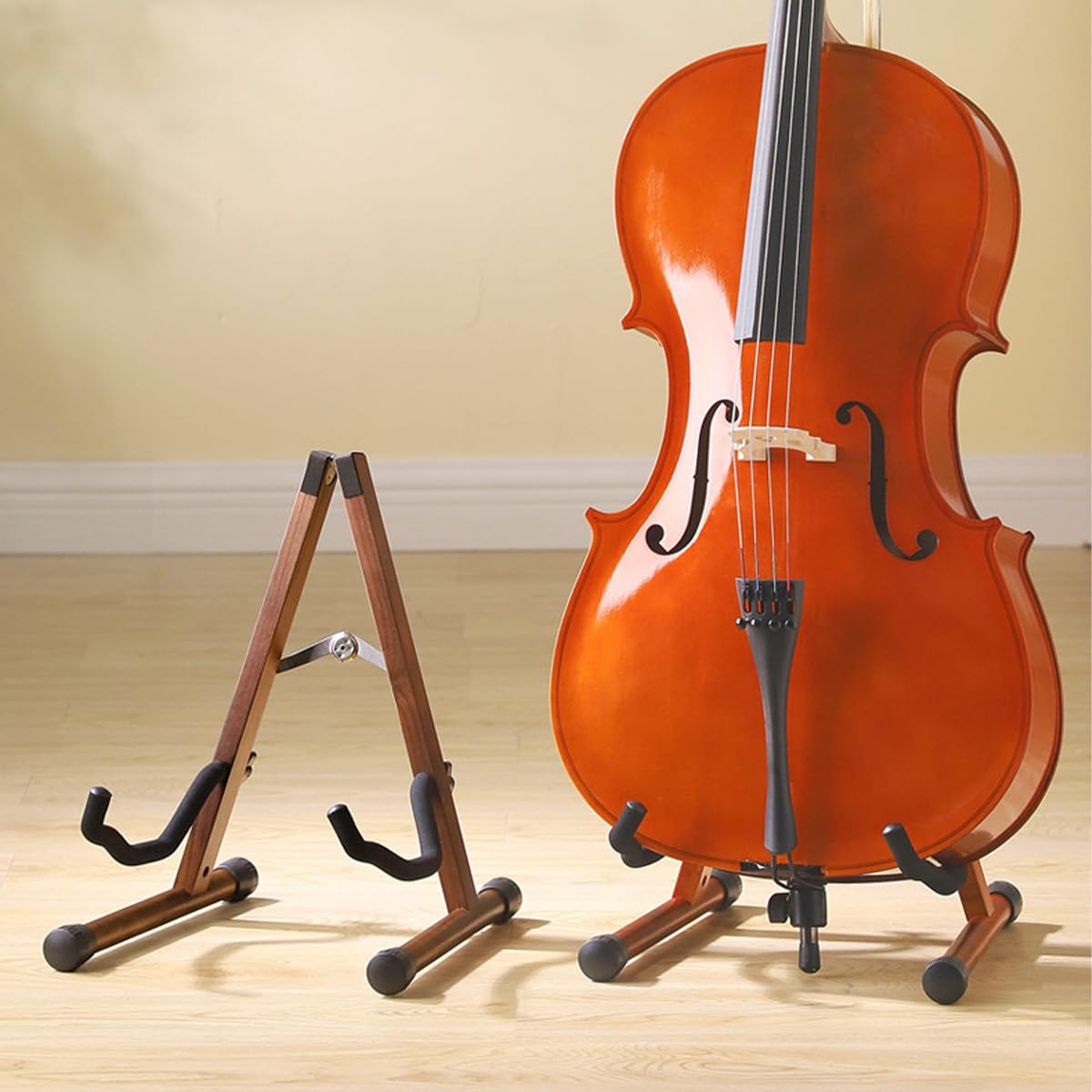 Teron Supporto Per Violoncello in Legno, Staffa Base Per Violoncello in Legno Per Chitarre Acustiche, Elettriche E Basso, Ukulele 30x30,5x38,5cm