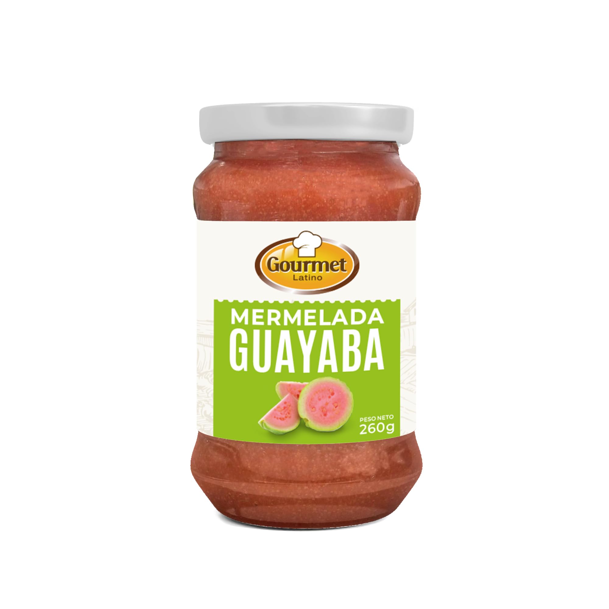 Gourmet Latino - Mermelada de Guayaba - 260 g - Ideal para Desayuno o Meriendas - Sabor Tropical Auténtico - Alto Contenido en Hidratos de Carbono