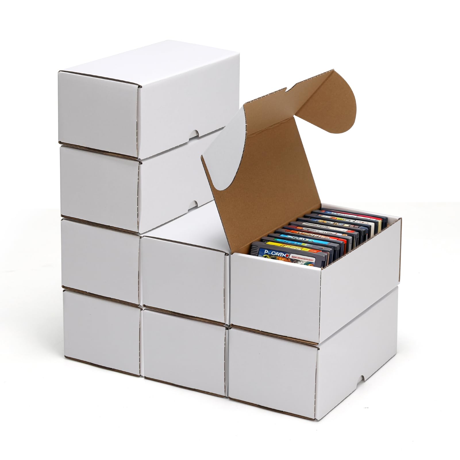 Lot de 25 boîtes de rangement en carton marron et blanc pour cartes de 7 x 9,4 x 7,4 cm