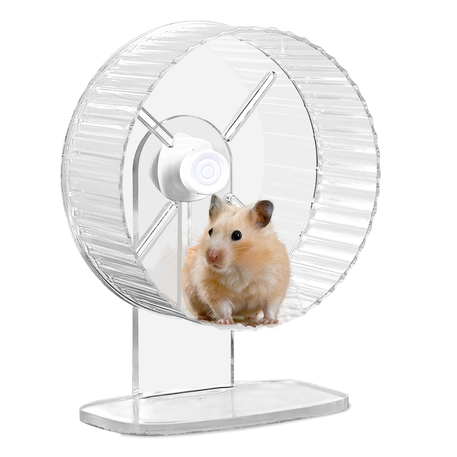 SUNOYA Roue pour hamster : roue silencieuse de 21 cm pour hamsters, gerbilles, souris - Super Silent, support réglable, transparent