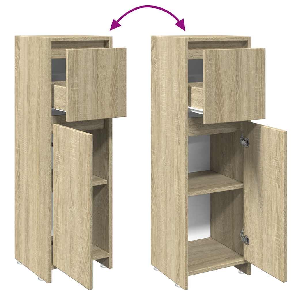 vidaXL Mobile da Bagno Rovere Sonoma 30x30x95 cm in Legno Multistrato, armadietto da Bagno, unità da Bagno, credenza da Bagno, portaoggetti da Bagno