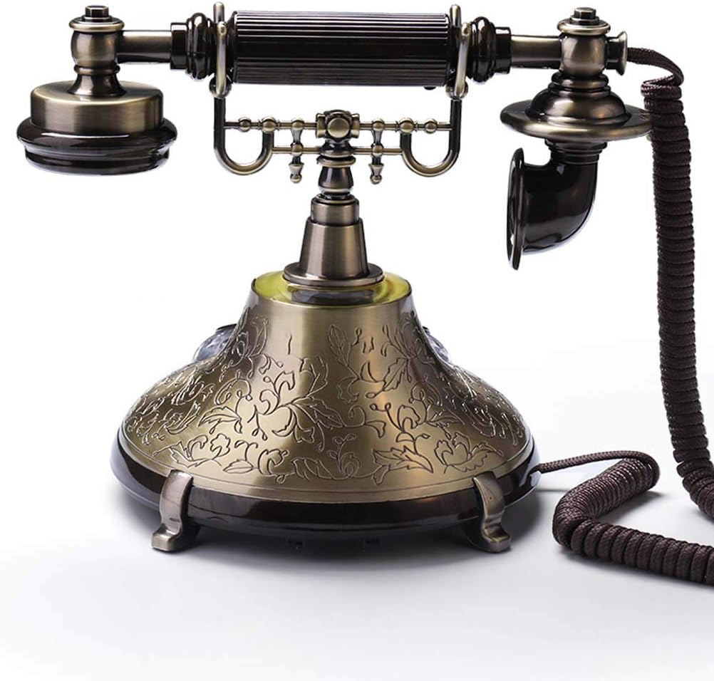 Qdid Antique Phone European Retro Home Corded Phone Creative Voice Report Number with Ring Tones Phone Push-Button Dialing