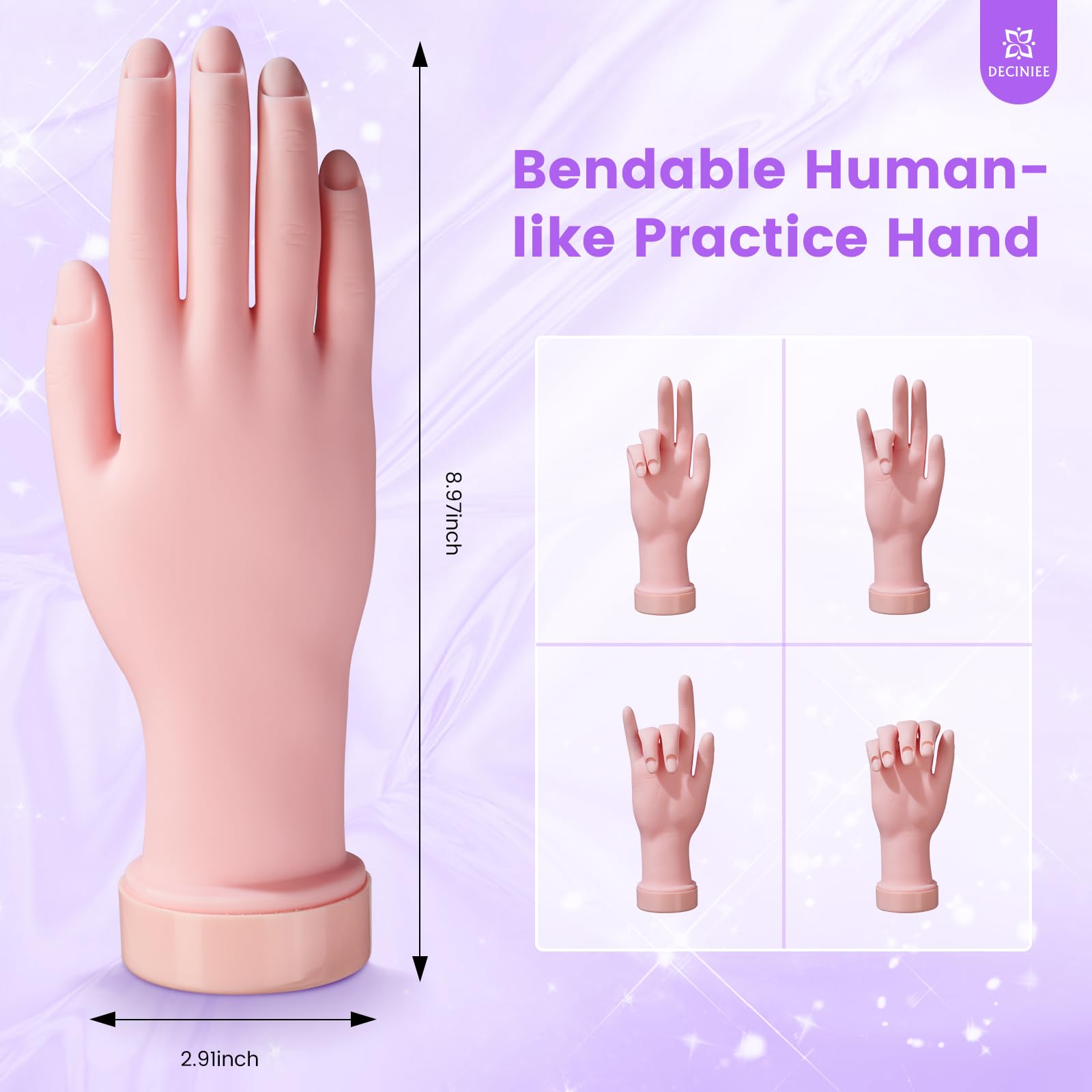 Kit d'ongles en acrylique pour débutants avec tout, main d'entraînement et