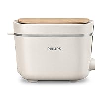 Philips Tostapane Eco Conscious, Plastica Bio al 100%, 8 Livelli di Doratura, Scaldapanini Integrato, Raccoglibriciole Rimovibile, Crema (HD2640, 10)
