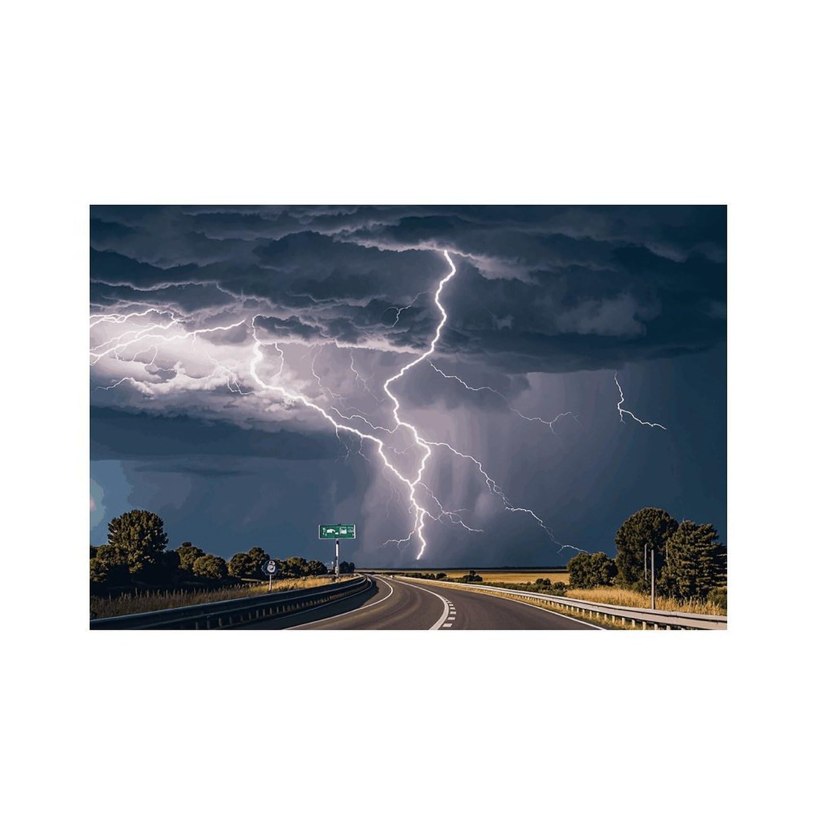 Highway Tornado Lightning Place Mat for Restaurant, Portable Table Mat for Kitchen, Anti-Slip Placemats for Home, Fashionable Place Mats for Wedding, Party, Hotels, Apartments 30x45cm