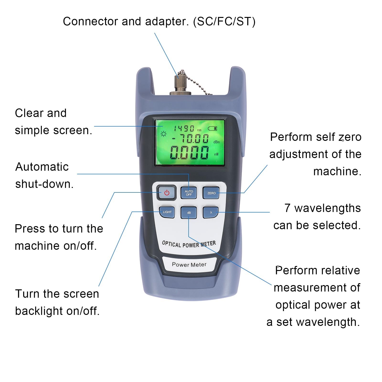 2-in-1 FTTH Glasfaser Tester Werkzeugsatz, Glasfaser-Leistungsmesser 70dBm ~ + 10dBm, 30 MW Glasfaser-Visual Fault Locator, VFL-Glasfaser-Teststift
