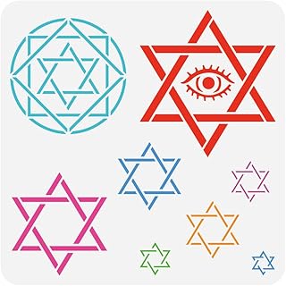 FINGERINSPIRE Star of David Painting Stencil 11.8x11.8 inch Large Hexagram Square Round Pattern Template Plastic PET Geometric Figure Stencil Eye Template Daily Theme for DIY Crafts Handwork - Buy now