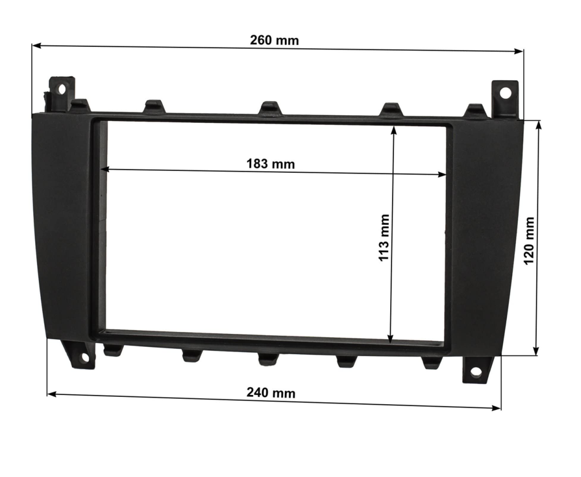Kit Montage Autoradio 2 DIN Pour Mercedes Classe C, CLK, Viano, Vito - Cadre Façade, Câble ISO, Adaptateur Antenne