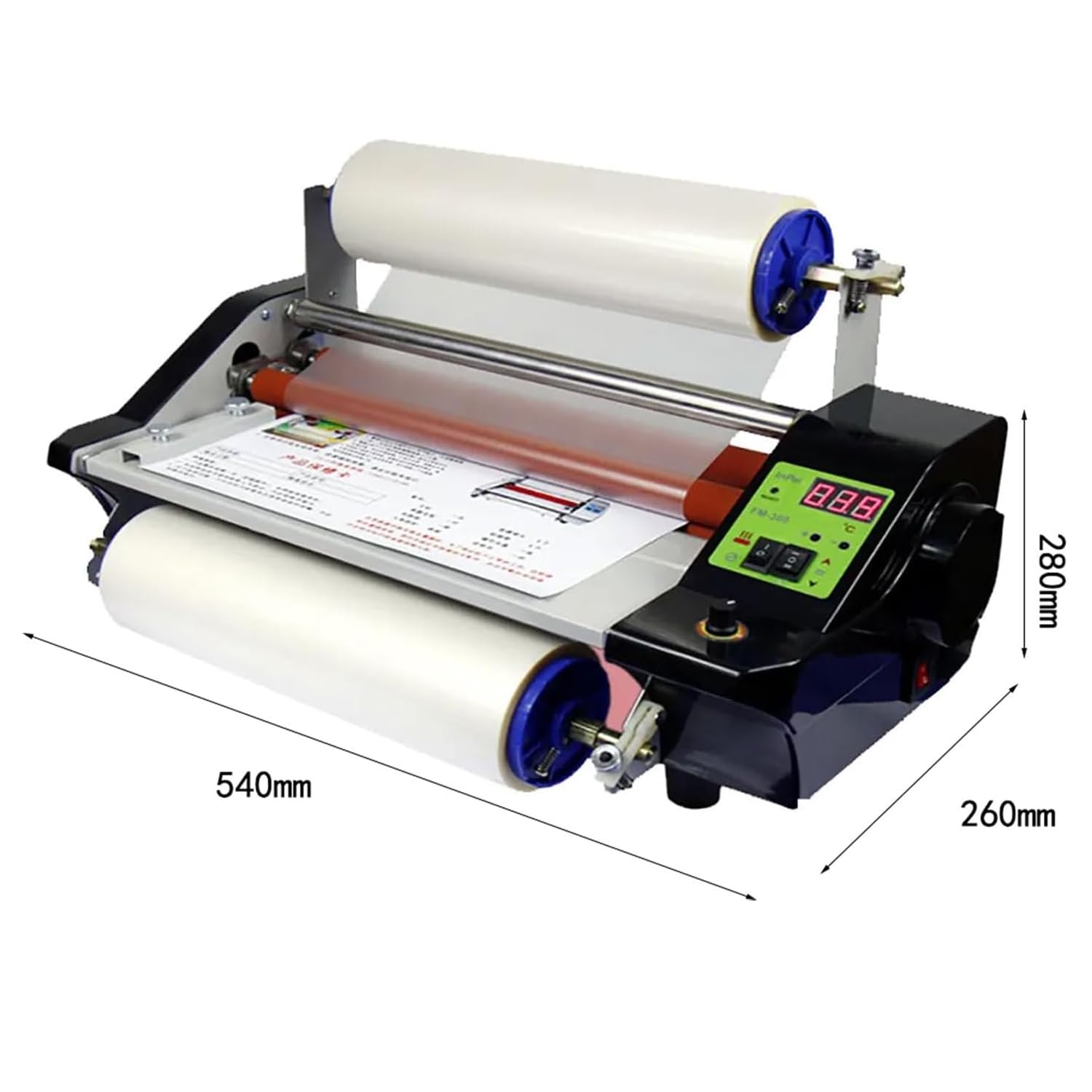 TsoLay Laminatore a Rullo Caldo E Freddo, Macchina di Laminazione Professionale da 350 Mm 2 M/min con 4 Rulli in Gomma Spessa, Riscaldamento Rapido di 3-4 Minuti, per Fotografie