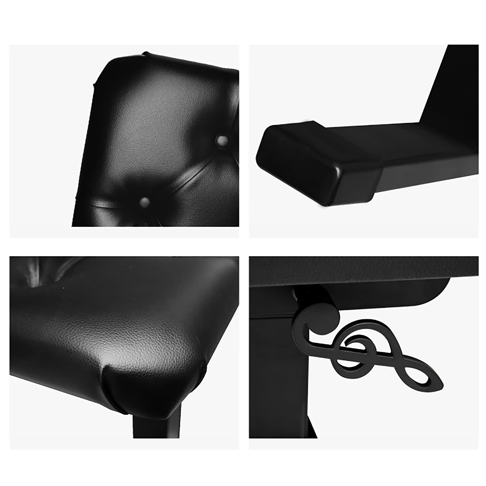 Sgabello per Pianoforte, Tavolo da toeletta, Sgabello Regolabile per Pianoforte, Sgabello Singolo con Sollevamento Automatico in PVC.