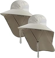 Vista 8 de Sombrero de sol para exteriores para hombre con protección UPF 50+, gorra de safari de ala ancha, sombrero de pesca con solapa para el cuello