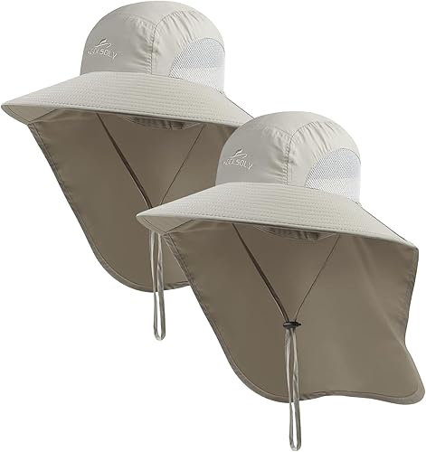 Miniatura 8 de Sombrero de sol para exteriores para hombre con protección UPF 50+, gorra de safari de ala ancha, sombrero de pesca con solapa para el cuello