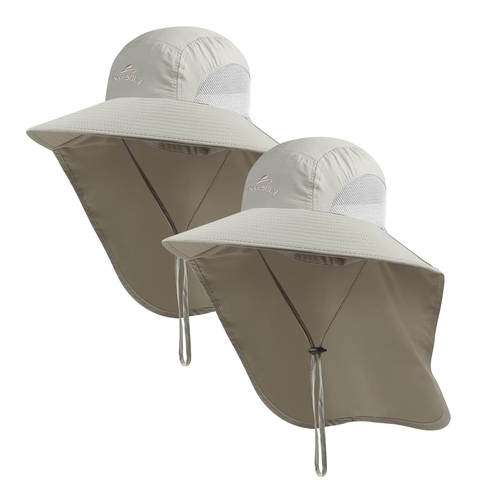 Outdoor Sun Hat for Men with 50+ UPF Protection Safari Cap Wide Brim Fishing Hat with Neck Flap, for Dad…, Light Grey*light Grey, One size — image 1