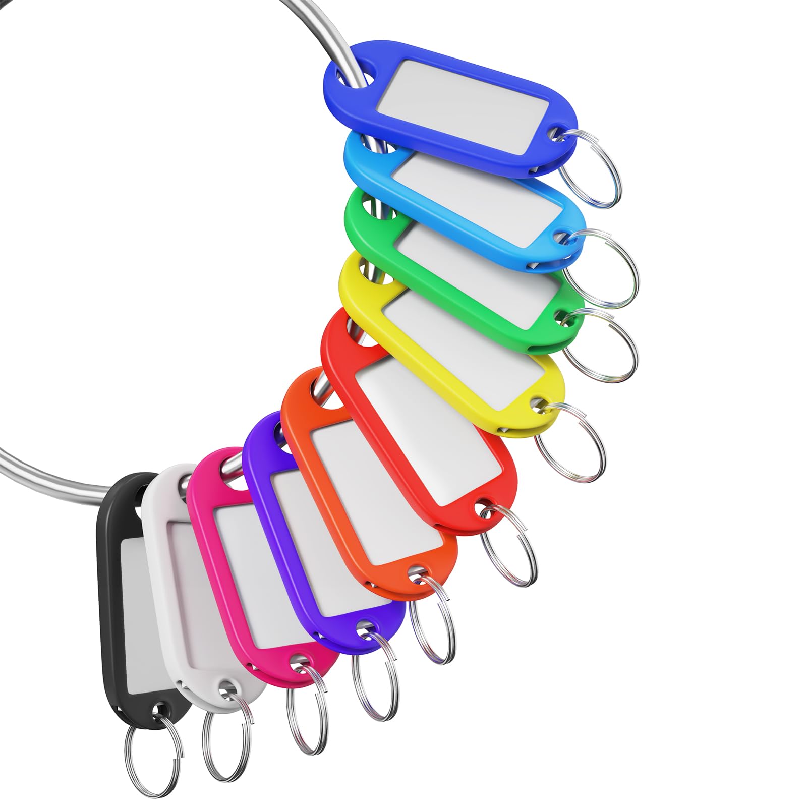 70 Pcs Plastic Colored Key Ring Tags with Labels - Key Tags Identifiers,Name Tags and Labels,Adapt to USB Drive,Key Chains with Label,Pets Key Id,