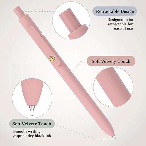 Miniatura 5 de FIOVER Bolígrafos de gel, 6 unidades de tinta negra de punta fina de 0.028 in, bolígrafos de escritura suave para diario, suministros escolares de