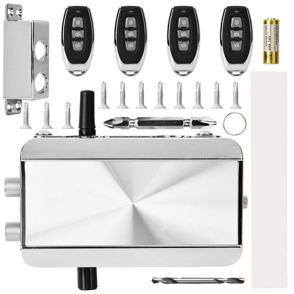 BTIHCEUOTSmart Door Lock,Intelligent Home Remote Control Lock Mechanical Anti-theft Lock with Four Remote Controller