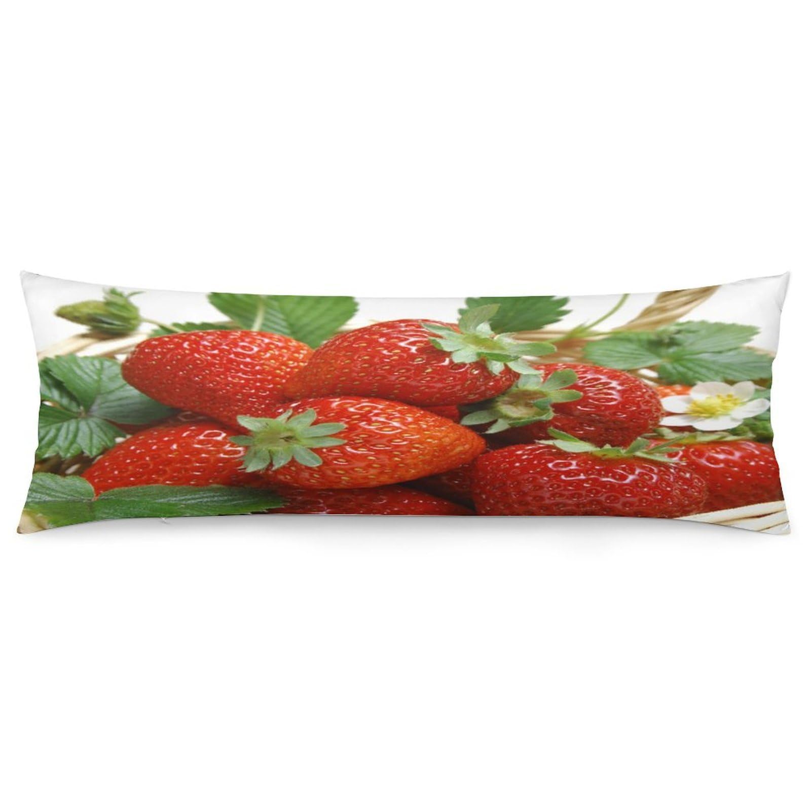 Fruit Strawberry Body Pillow Cover Soft Full Long Pillow Cover Decorative Large Pillow Case Cozy Body Pillow Pillowcase Pillow Shams for Bed Sofa Couch Room Decor 18.9 X 53 Inch