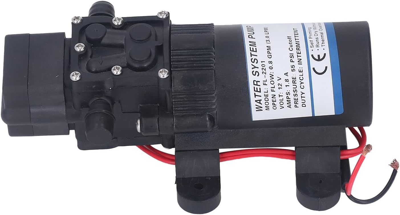 Water Pump Booster Pump DC 12V 1.8A 55PSI Self Priming Sprayer Pump with Strong Copper Motor for RV Yacht Watering Garden Sprinklers