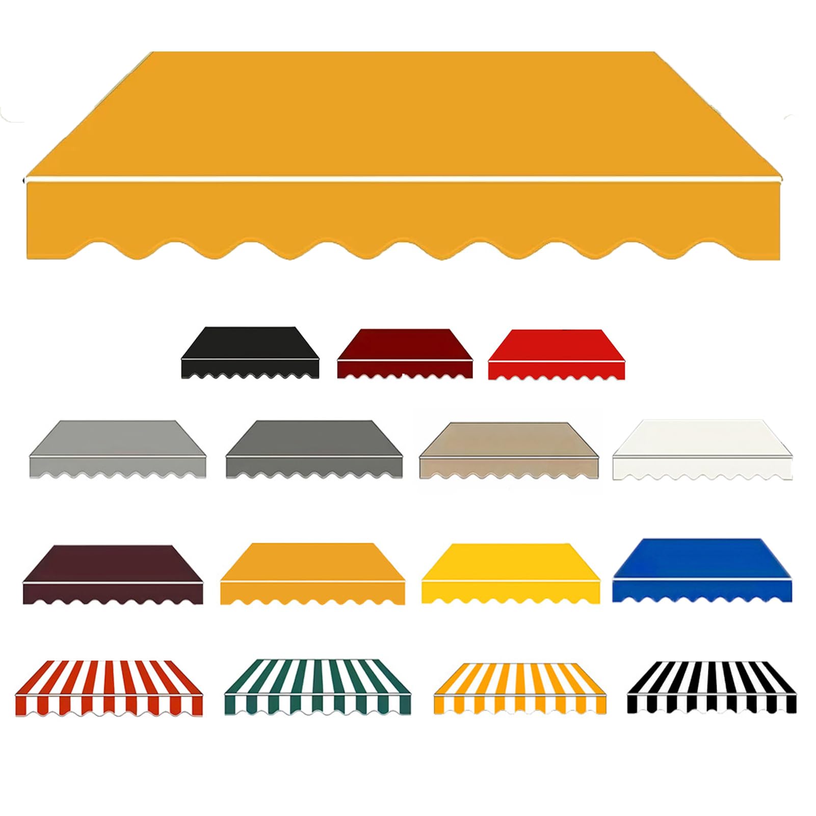 Generico Manual Awning Replacement Fabric with Valance, Waterproof Canvas Awning Cover,Retractable Awnings Fabric, Patio Awnings Replacement Cover,Garden Sunshade for Balcony,Orange,400x300cm