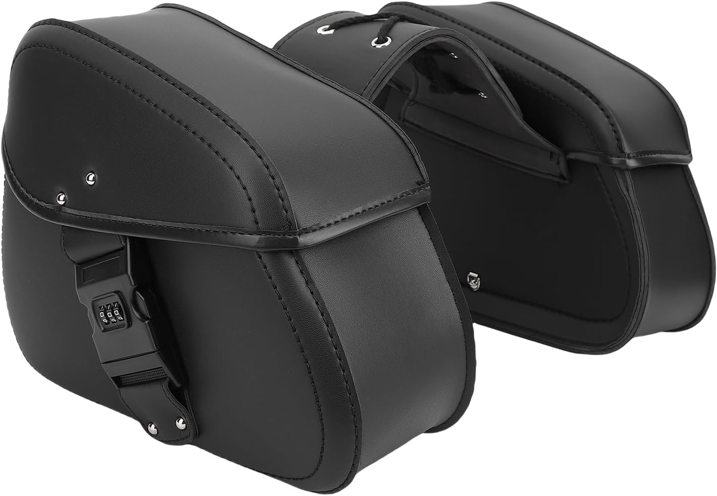 Fabater Motorcycle Saddlebags, 16L PU Leather Side Bags with Locks and Buckles, Universal Motorbike Saddle Bags, Luggage Bag Replacement for Nightster Special, Breakout, V STAR 250