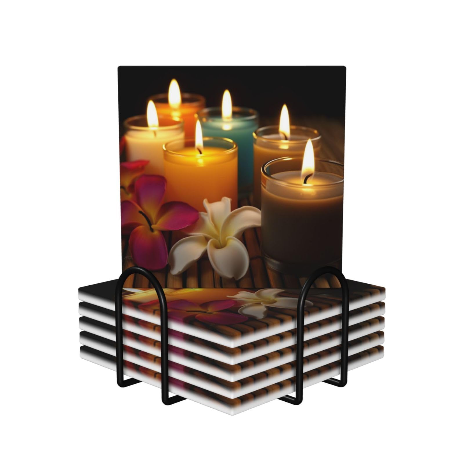 Dessous de verre en céramique liège support métal bougies aromatiques table